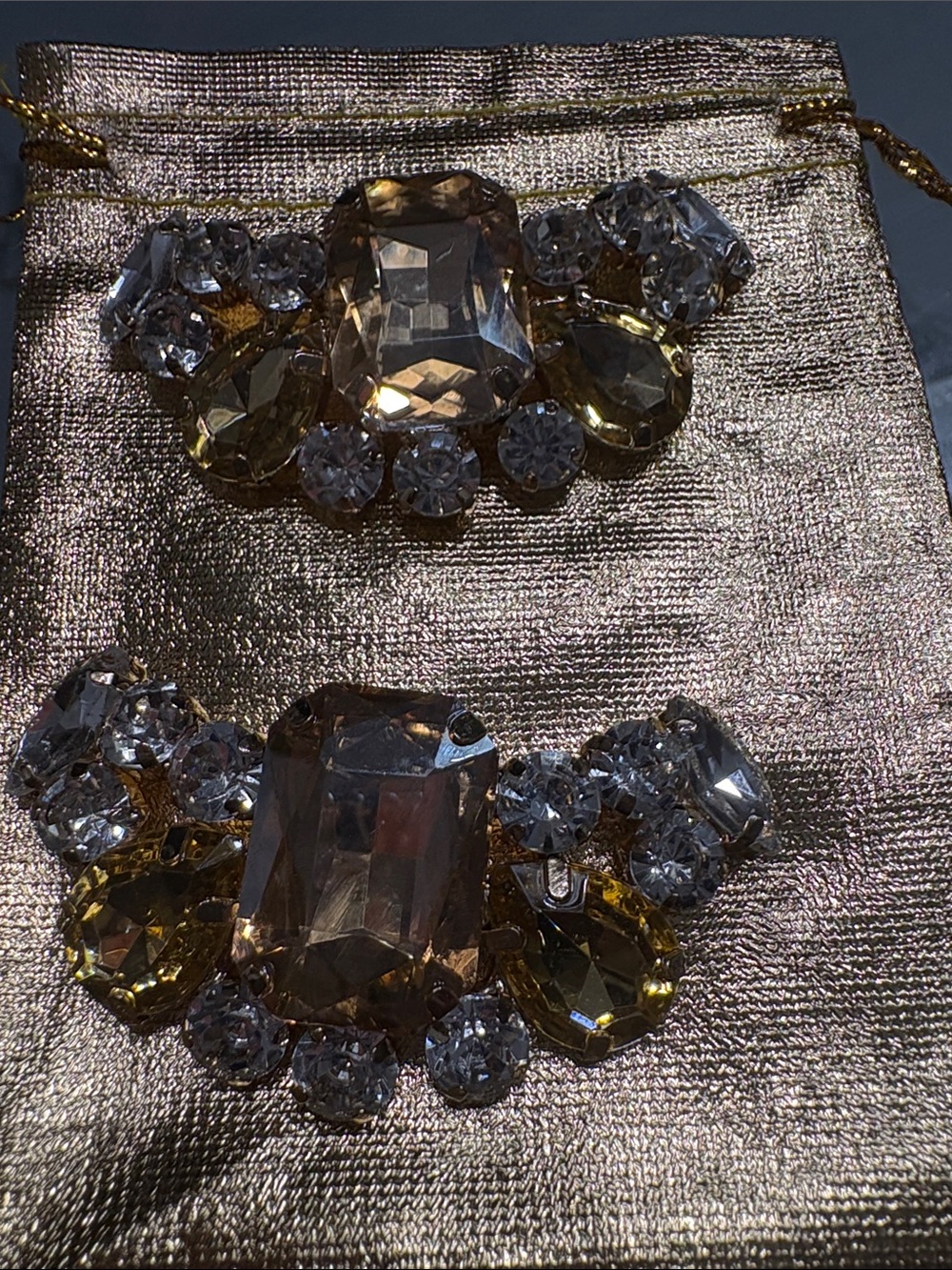 Gold Crystal Statement Hair Clips - Elegant Women Accessories